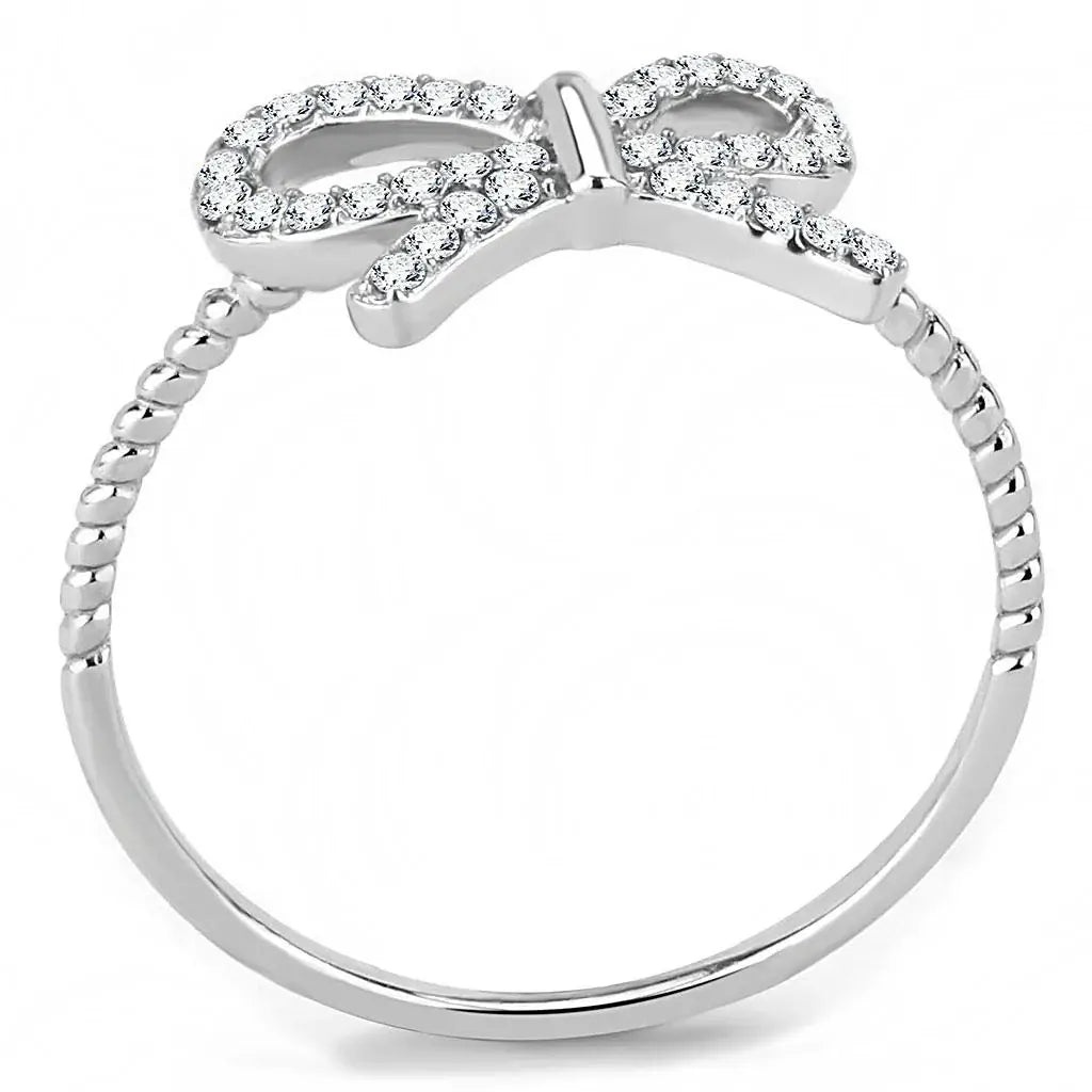 Alamode High polished (no plating) Stainless Steel Ring with AAA Grade CZ in Clear - Alamode - Flyclothing LLC