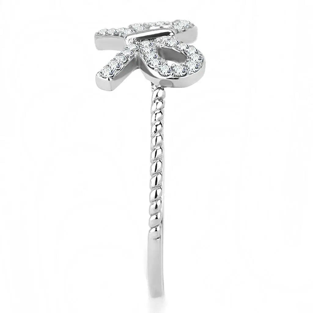 Alamode High polished (no plating) Stainless Steel Ring with AAA Grade CZ in Clear - Alamode - Flyclothing LLC