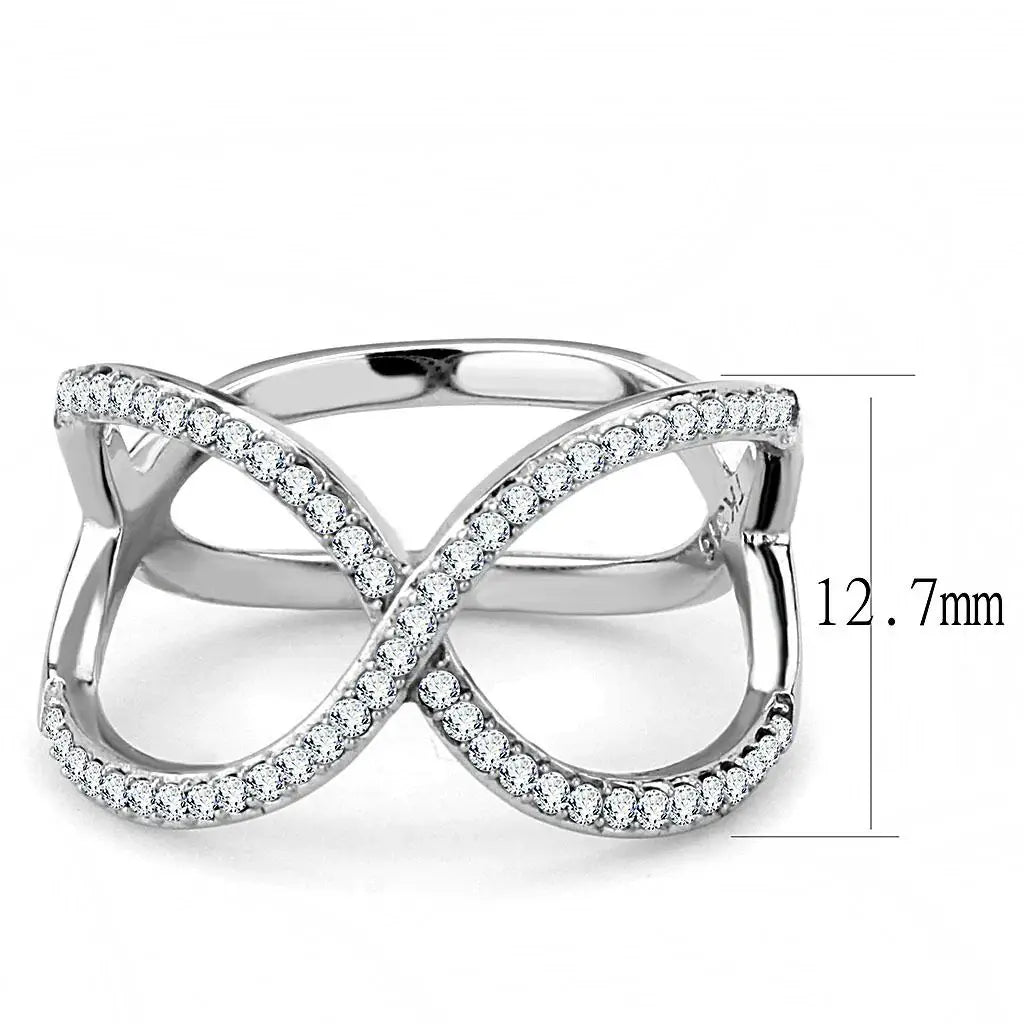 Alamode High polished (no plating) Stainless Steel Ring with AAA Grade CZ in Clear - Alamode - Flyclothing LLC