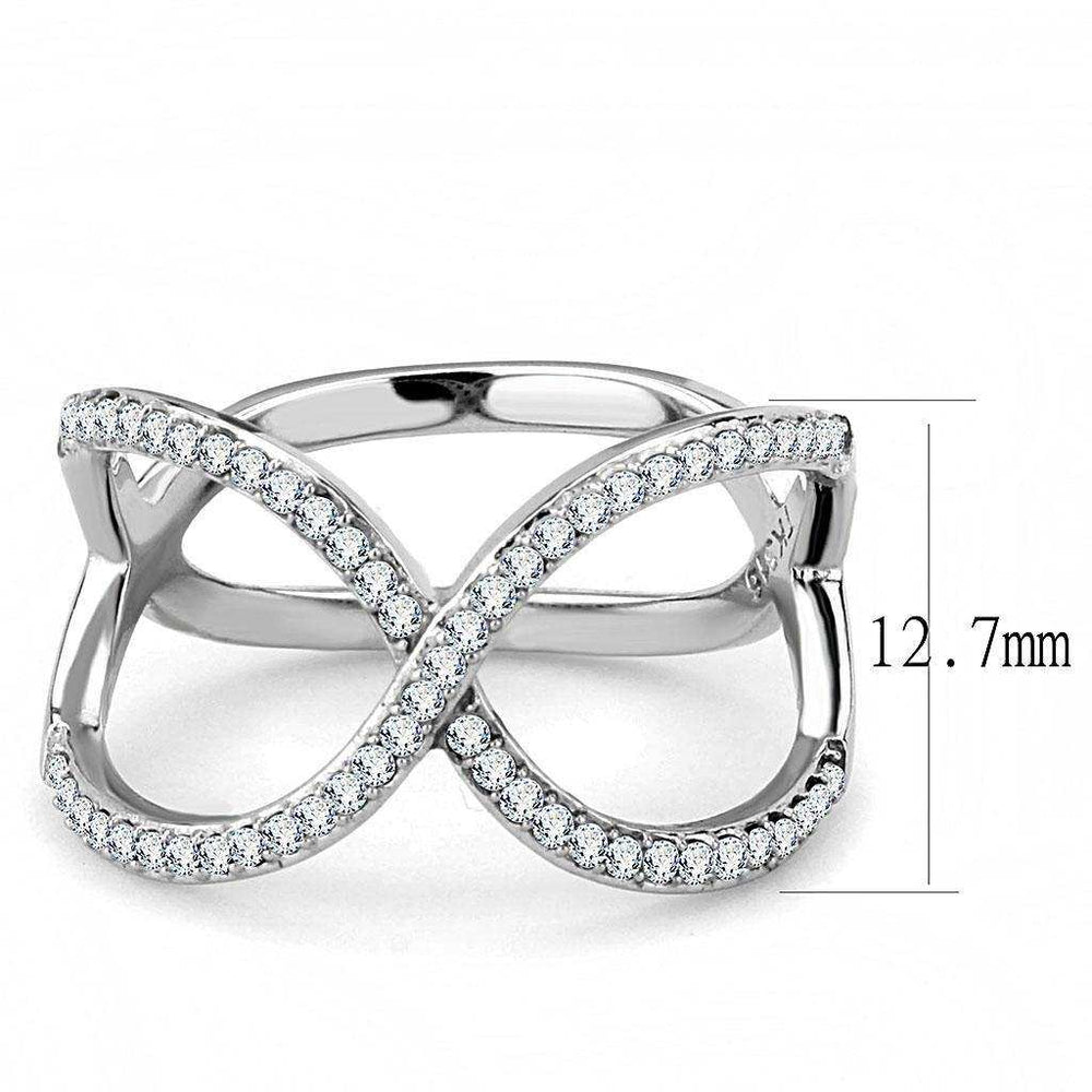 Alamode High polished (no plating) Stainless Steel Ring with AAA Grade CZ in Clear - Alamode - Flyclothing LLC
