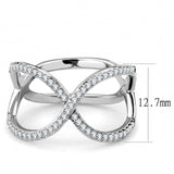 Alamode High polished (no plating) Stainless Steel Ring with AAA Grade CZ in Clear - Alamode