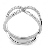 Alamode High polished (no plating) Stainless Steel Ring with AAA Grade CZ in Clear - Alamode