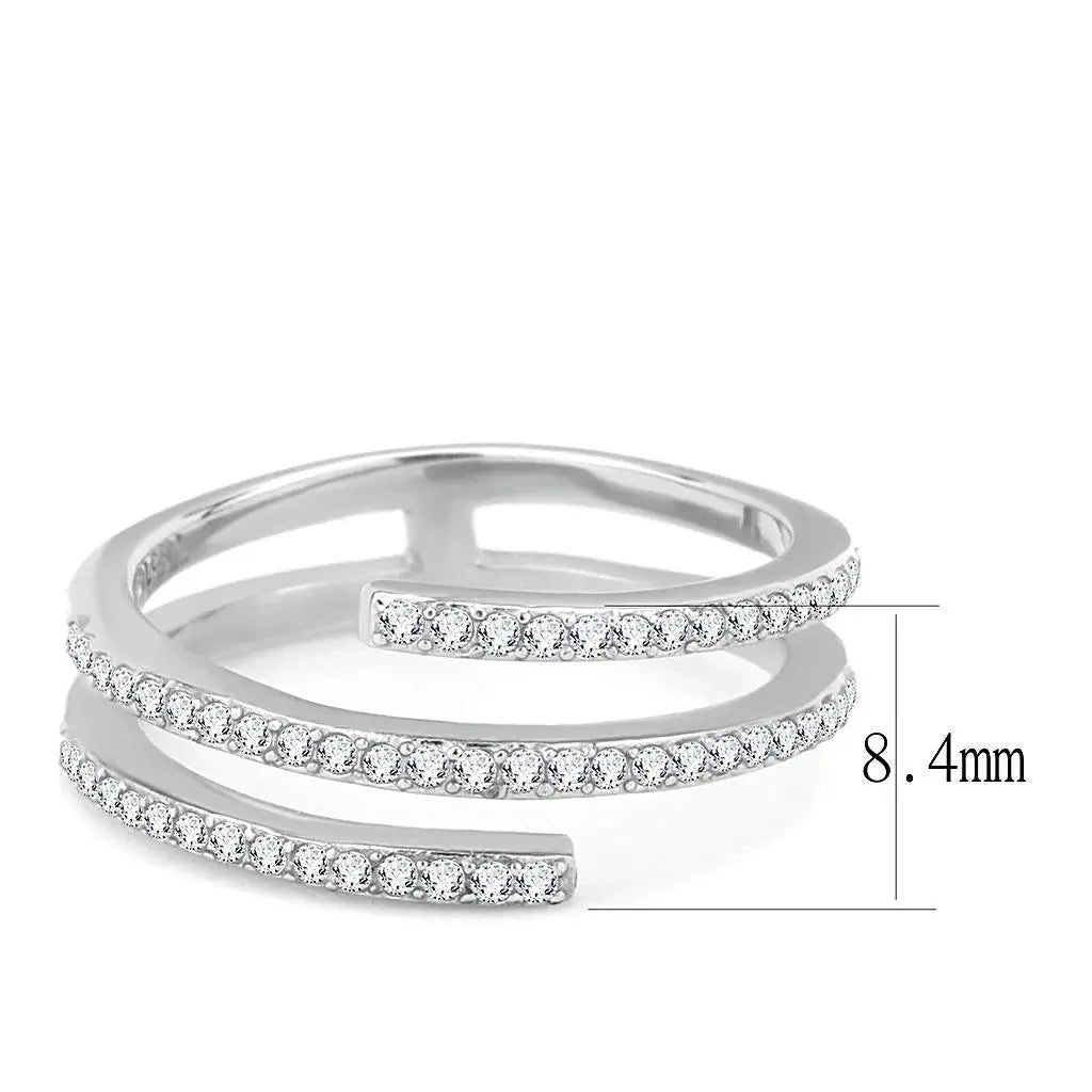 Alamode High polished (no plating) Stainless Steel Ring with AAA Grade CZ in Clear - Alamode - Flyclothing LLC