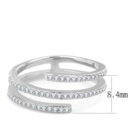 Alamode High polished (no plating) Stainless Steel Ring with AAA Grade CZ in Clear - Alamode - Flyclothing LLC