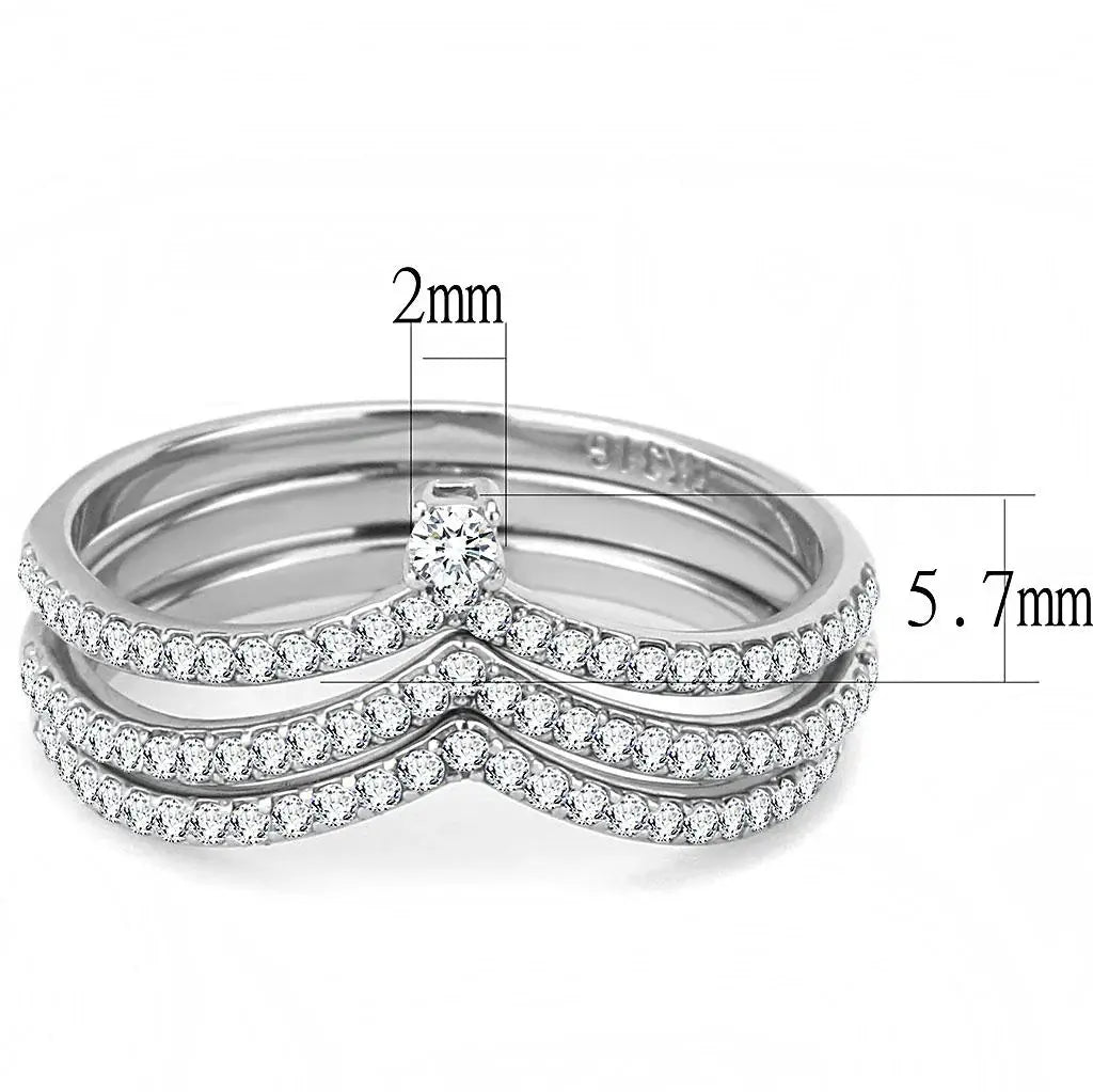 Alamode High polished (no plating) Stainless Steel Ring with AAA Grade CZ in Clear - Alamode - Flyclothing LLC