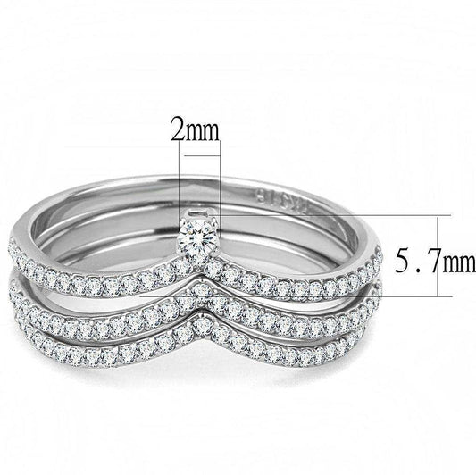 Alamode High polished (no plating) Stainless Steel Ring with AAA Grade CZ in Clear - Alamode - Flyclothing LLC