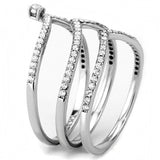 Alamode High polished (no plating) Stainless Steel Ring with AAA Grade CZ in Clear - Alamode