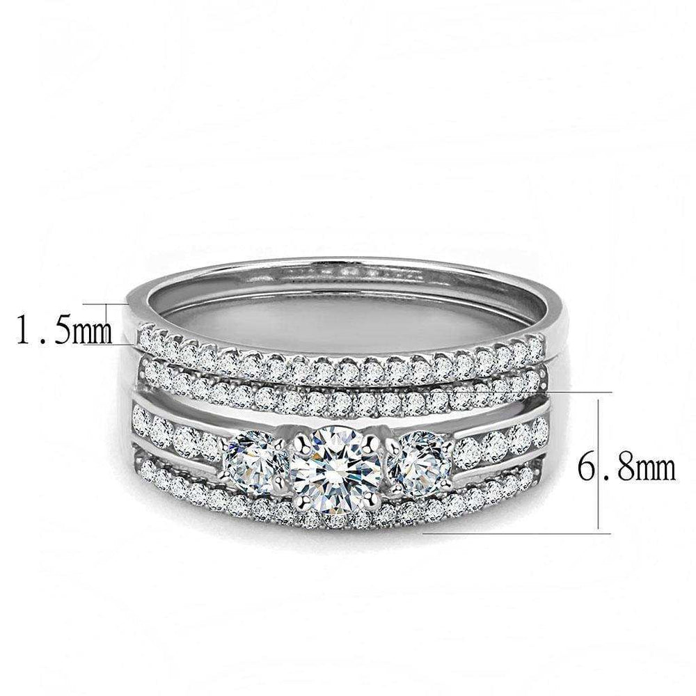 Alamode High polished (no plating) Stainless Steel Ring with AAA Grade CZ in Clear - Alamode - Flyclothing LLC