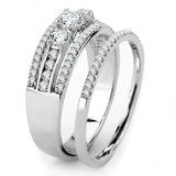 Alamode High polished (no plating) Stainless Steel Ring with AAA Grade CZ in Clear - Alamode - Flyclothing LLC