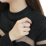 Alamode High polished (no plating) Stainless Steel Ring with AAA Grade CZ in Clear - Alamode - Flyclothing LLC