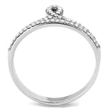 Alamode High polished (no plating) Stainless Steel Ring with AAA Grade CZ in Clear - Alamode