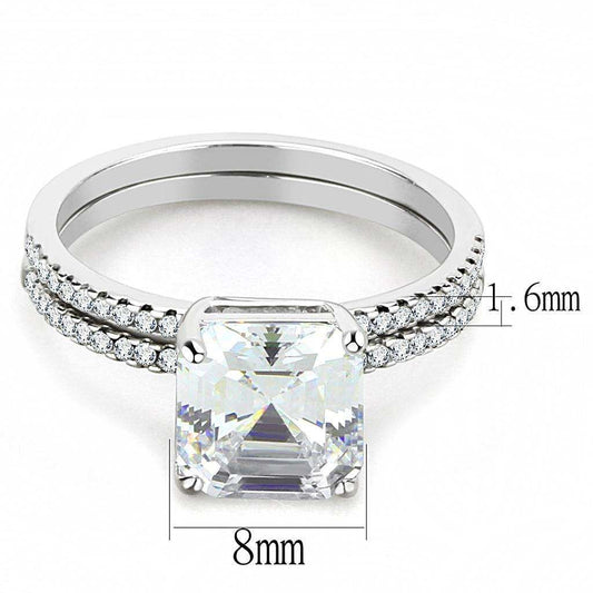 Alamode High polished (no plating) Stainless Steel Ring with Cubic in Clear - Alamode - Flyclothing LLC