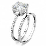 Alamode High polished (no plating) Stainless Steel Ring with Cubic in Clear - Alamode - Flyclothing LLC
