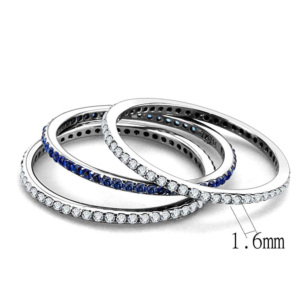 Alamode High polished (no plating) Stainless Steel Ring with AAA Grade CZ in London Blue - Alamode - Flyclothing LLC
