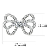 Alamode High polished (no plating) Stainless Steel Earrings with AAA Grade CZ in Clear - Alamode
