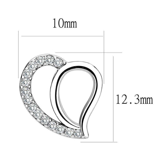 Alamode High polished (no plating) Stainless Steel Earrings with AAA Grade CZ in Clear - Alamode - Flyclothing LLC
