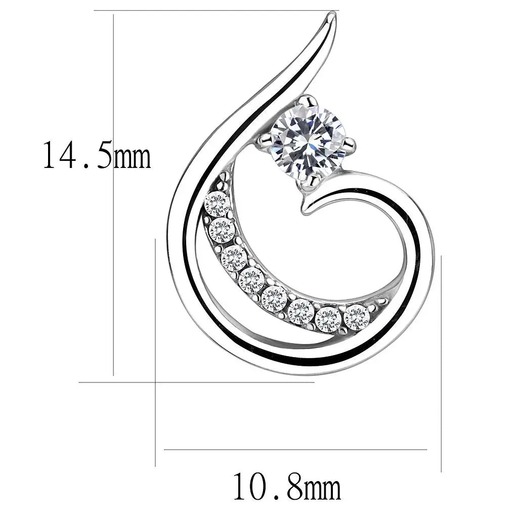 Alamode High polished (no plating) Stainless Steel Earrings with AAA Grade CZ in Clear - Alamode - Flyclothing LLC