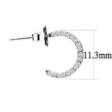 Alamode High polished (no plating) Stainless Steel Earrings with AAA Grade CZ in Clear - Alamode