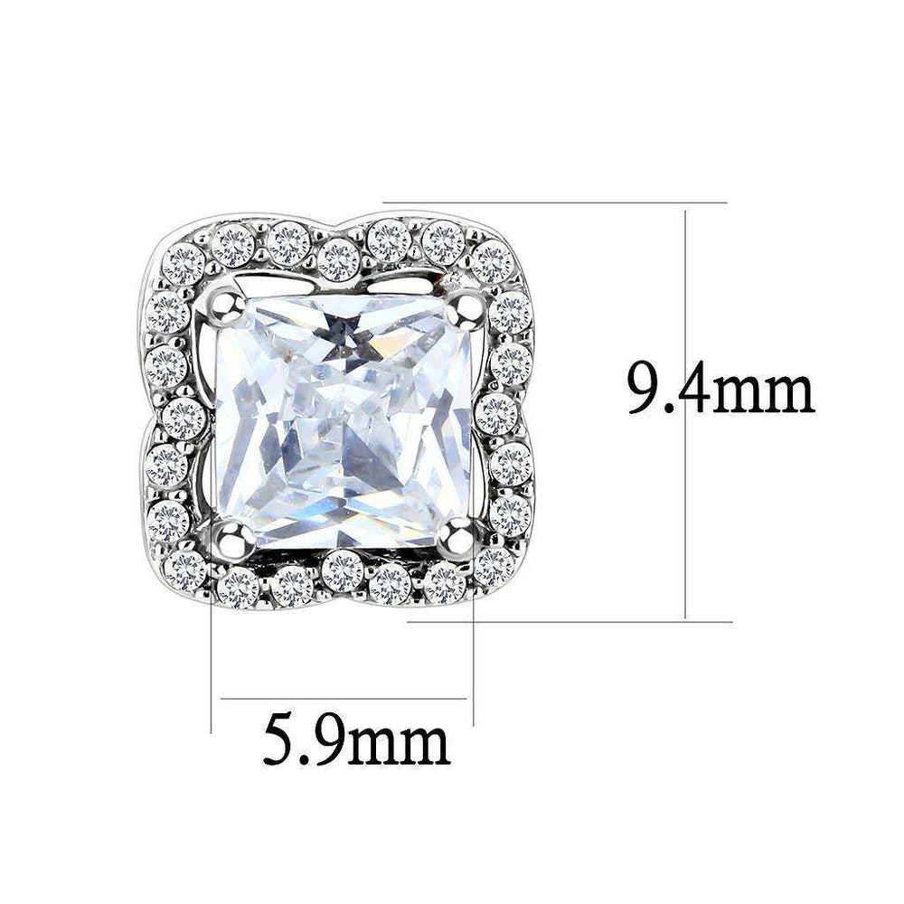 Alamode High polished (no plating) Stainless Steel Earrings with AAA Grade CZ in Clear - Alamode - Flyclothing LLC