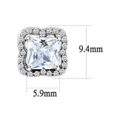 Alamode High polished (no plating) Stainless Steel Earrings with AAA Grade CZ in Clear - Alamode