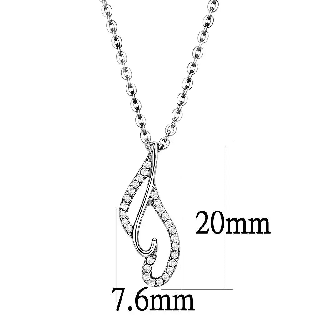Alamode High polished (no plating) Stainless Steel Chain Pendant with AAA Grade CZ in Clear - Alamode - Flyclothing LLC