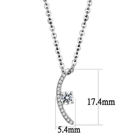 Alamode High polished (no plating) Stainless Steel Chain Pendant with AAA Grade CZ in Clear - Alamode - Flyclothing LLC