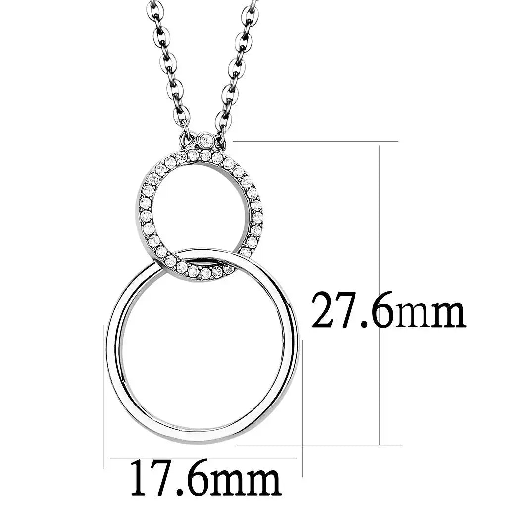 Alamode High polished (no plating) Stainless Steel Chain Pendant with AAA Grade CZ in Clear - Alamode - Flyclothing LLC