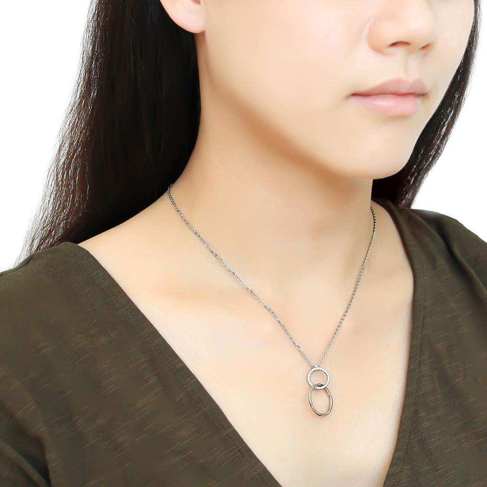 Alamode High polished (no plating) Stainless Steel Chain Pendant with AAA Grade CZ in Clear - Alamode - Flyclothing LLC