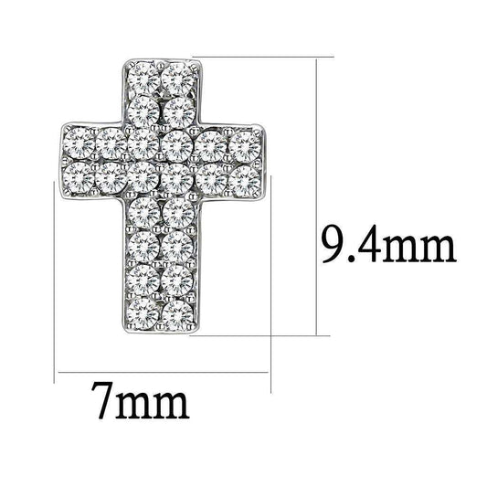 Alamode High polished (no plating) Stainless Steel Earrings with AAA Grade CZ in Clear - Alamode - Flyclothing LLC