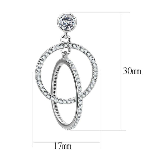 Alamode High polished (no plating) Stainless Steel Earrings with AAA Grade CZ in Clear - Alamode - Flyclothing LLC
