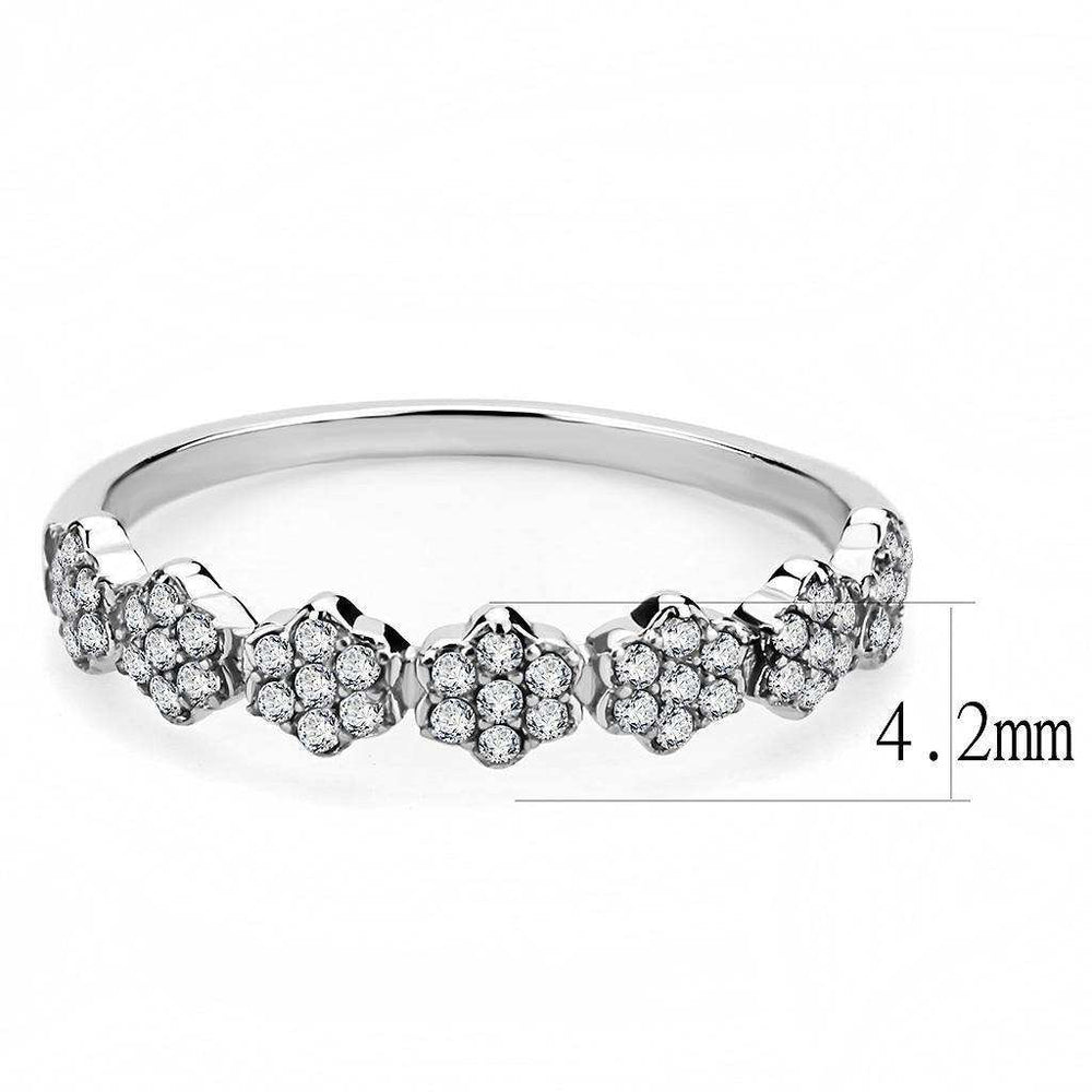 Alamode High polished (no plating) Stainless Steel Ring with AAA Grade CZ in Clear - Alamode - Flyclothing LLC