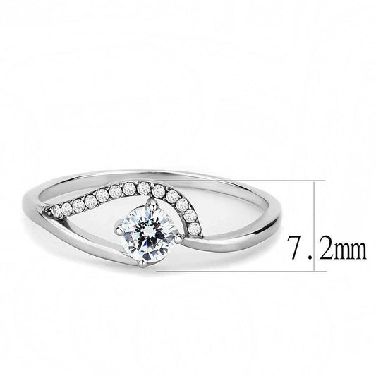 Alamode High polished (no plating) Stainless Steel Ring with AAA Grade CZ in Clear - Alamode - Flyclothing LLC