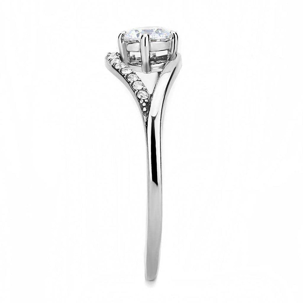 Alamode High polished (no plating) Stainless Steel Ring with AAA Grade CZ in Clear - Alamode - Flyclothing LLC