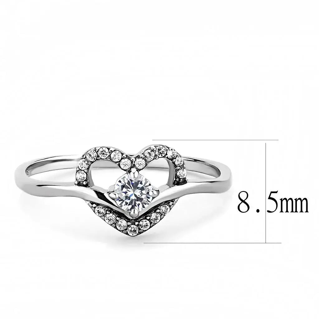 Alamode High polished (no plating) Stainless Steel Ring with AAA Grade CZ in Clear - Alamode - Flyclothing LLC