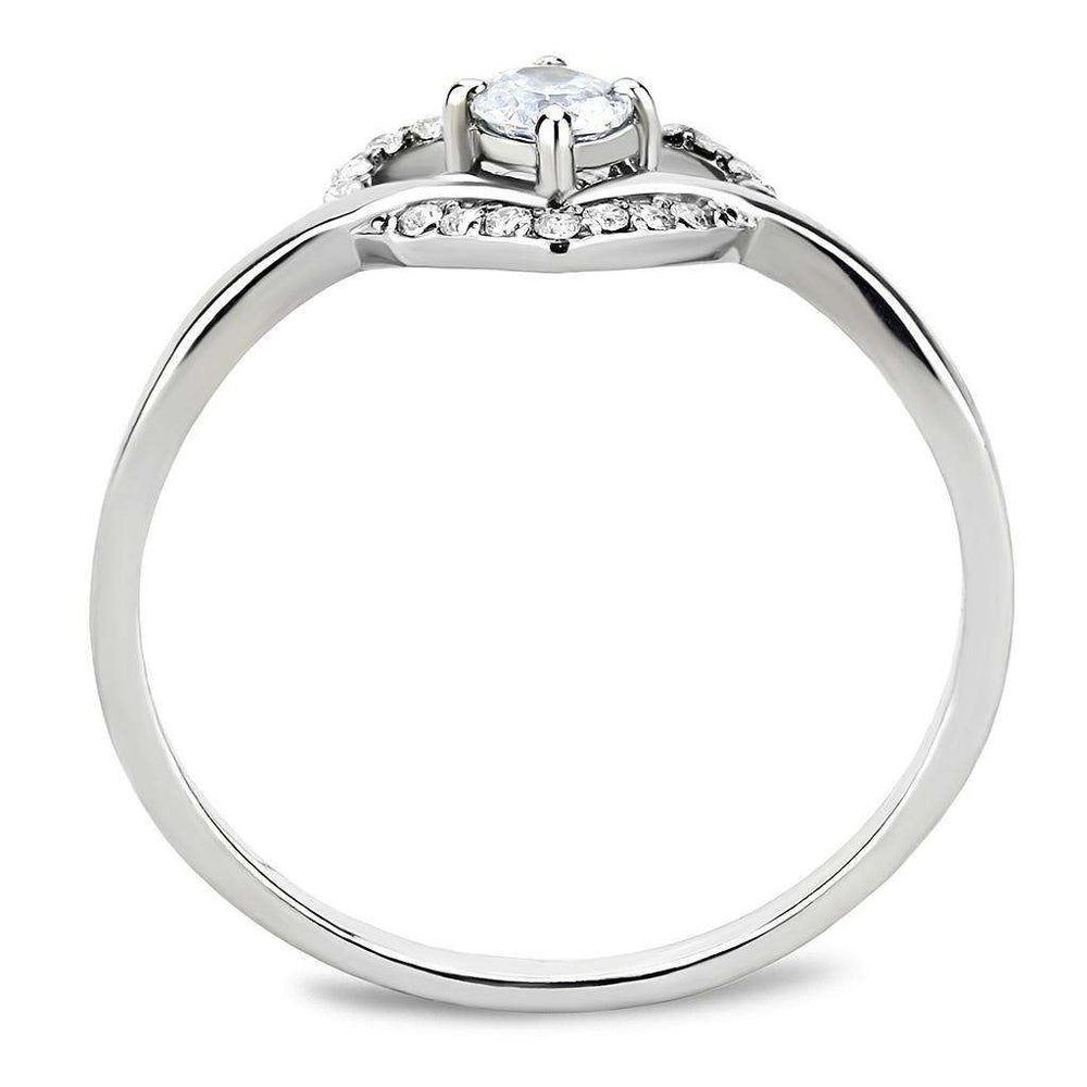 Alamode High polished (no plating) Stainless Steel Ring with AAA Grade CZ in Clear - Alamode - Flyclothing LLC