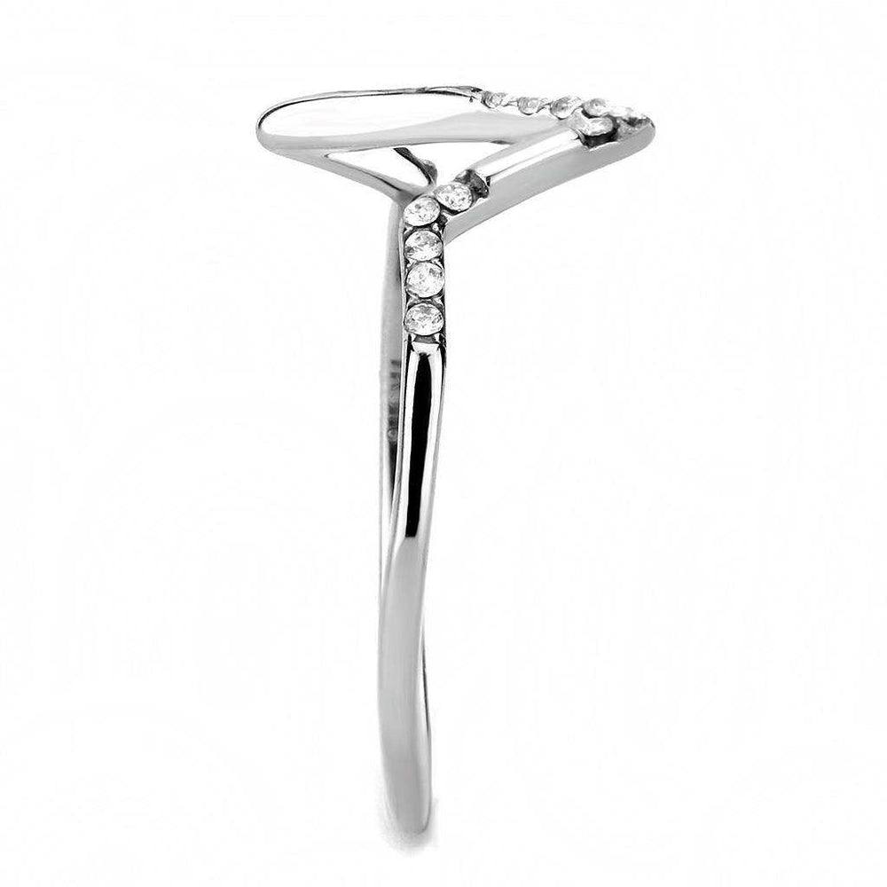 Alamode High polished (no plating) Stainless Steel Ring with AAA Grade CZ in Clear - Alamode - Flyclothing LLC