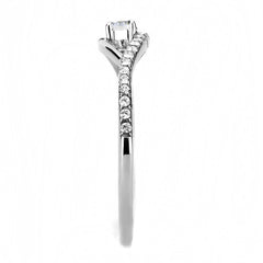Alamode High polished (no plating) Stainless Steel Ring with AAA Grade CZ in Clear - Alamode