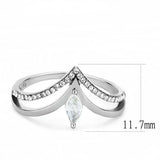Alamode High polished (no plating) Stainless Steel Ring with AAA Grade CZ in Clear - Alamode - Flyclothing LLC
