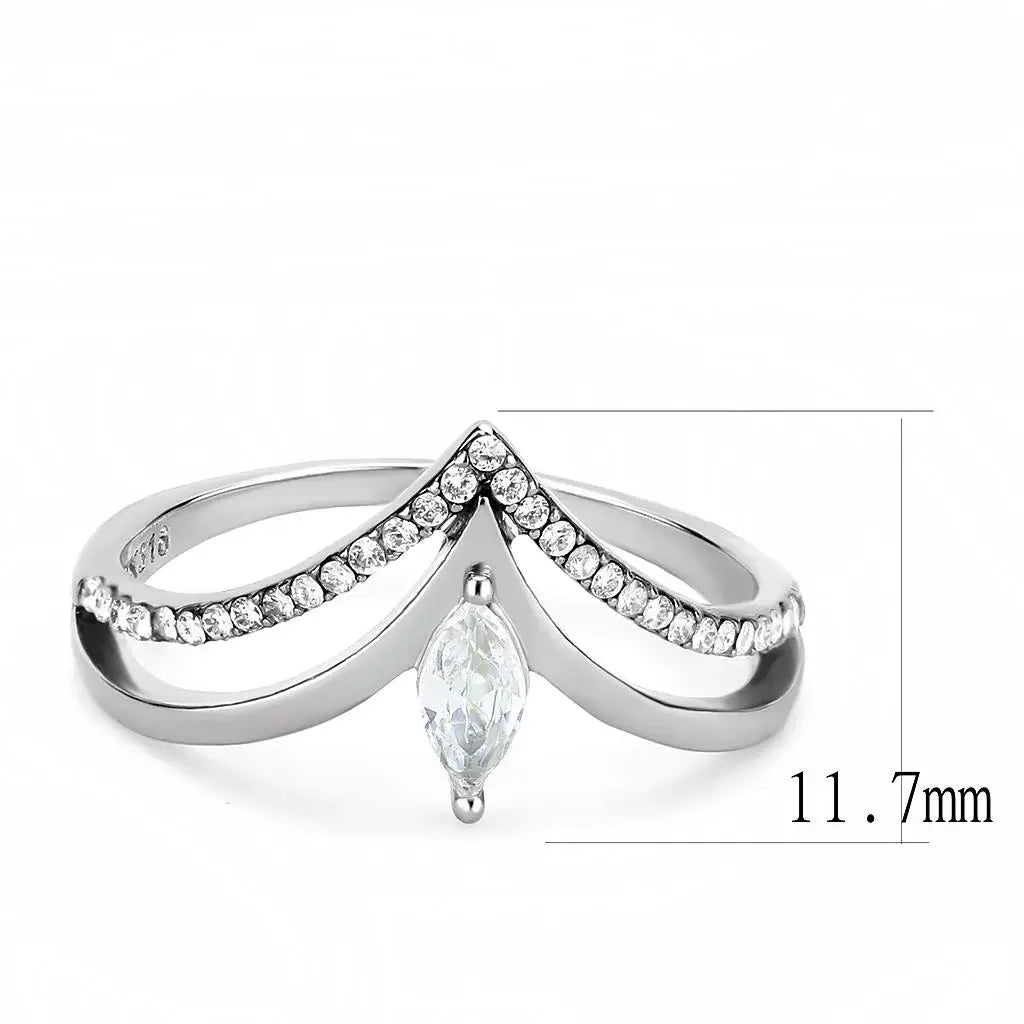 Alamode High polished (no plating) Stainless Steel Ring with AAA Grade CZ in Clear - Alamode - Flyclothing LLC