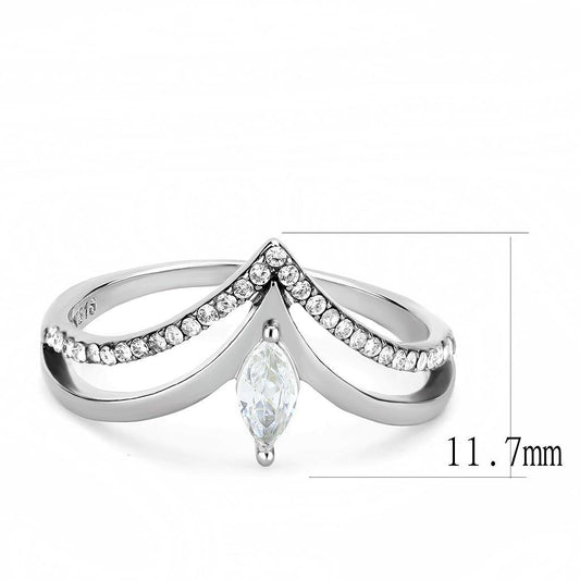 Alamode High polished (no plating) Stainless Steel Ring with AAA Grade CZ in Clear - Alamode