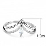 Alamode High polished (no plating) Stainless Steel Ring with AAA Grade CZ in Clear - Alamode
