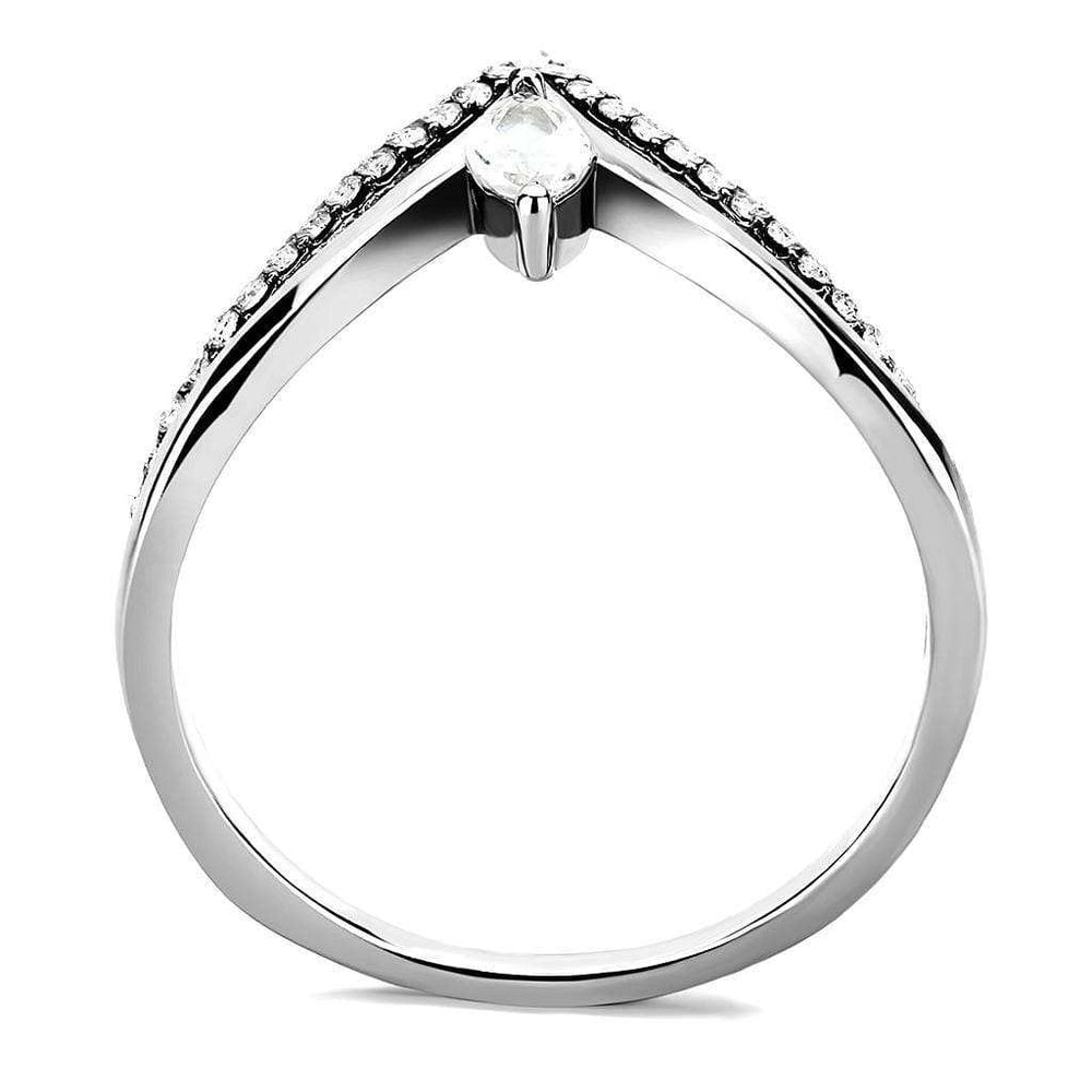 Alamode High polished (no plating) Stainless Steel Ring with AAA Grade CZ in Clear - Alamode - Flyclothing LLC