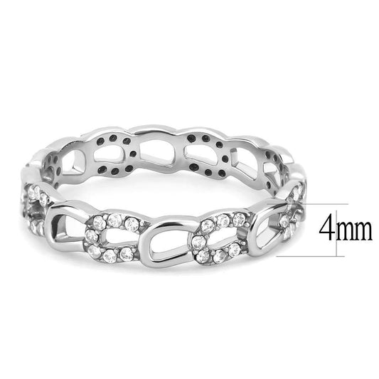 Alamode High polished (no plating) Stainless Steel Ring with AAA Grade CZ in Clear - Alamode