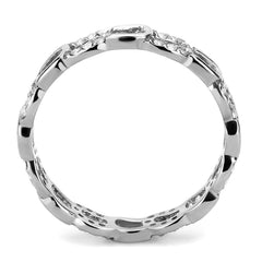 Alamode High polished (no plating) Stainless Steel Ring with AAA Grade CZ in Clear - Alamode