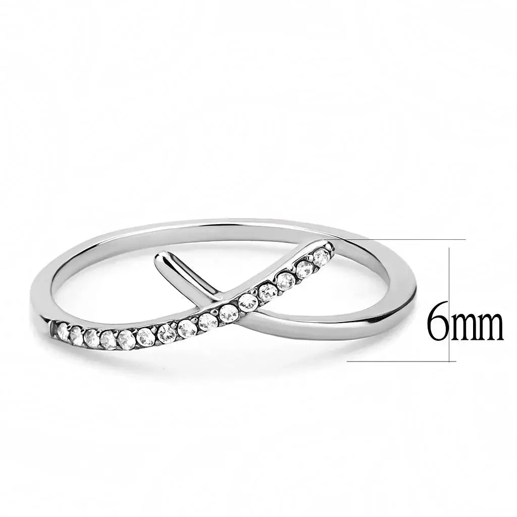 Alamode High polished (no plating) Stainless Steel Ring with AAA Grade CZ in Clear - Alamode - Flyclothing LLC