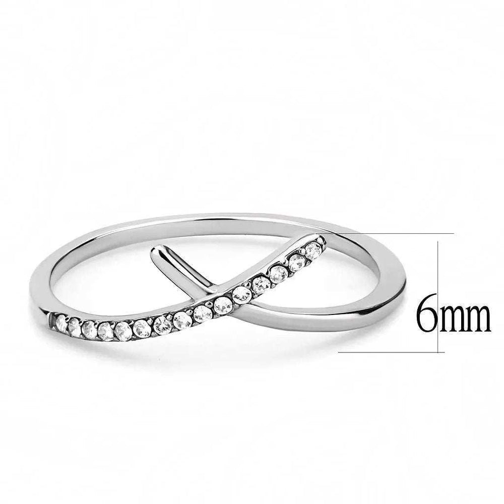 Alamode High polished (no plating) Stainless Steel Ring with AAA Grade CZ in Clear - Alamode - Flyclothing LLC