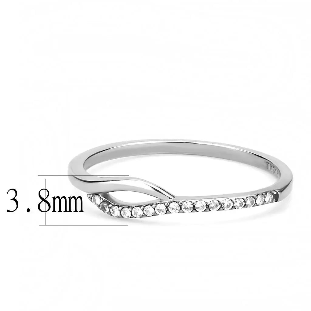 Alamode High polished (no plating) Stainless Steel Ring with AAA Grade CZ in Clear - Alamode - Flyclothing LLC