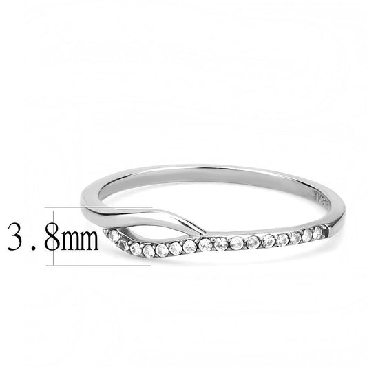 Alamode High polished (no plating) Stainless Steel Ring with AAA Grade CZ in Clear - Alamode