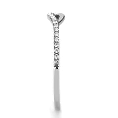 Alamode High polished (no plating) Stainless Steel Ring with AAA Grade CZ in Clear - Alamode