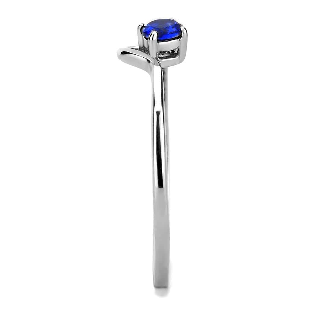 Alamode High polished (no plating) Stainless Steel Ring with AAA Grade CZ in London Blue - Alamode - Flyclothing LLC